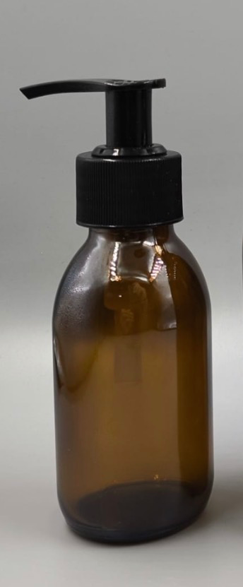 Frasco de vidrio ámbar 250 ml con dispensador